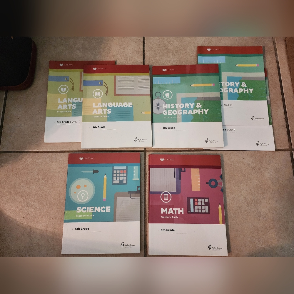 Lifepac-5th Grade-Teacher's Guides, Some Student Books-L.A, Math,Science,History